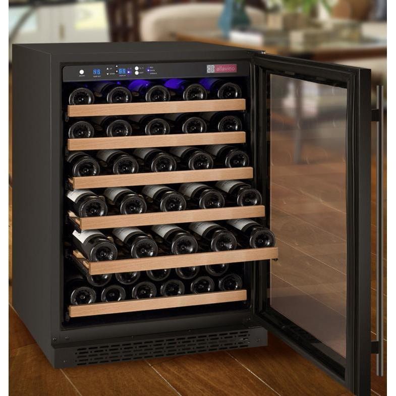 Allavino FlexCount 56 Bottle Single Zone Black Right Hinge Wine Fridge VSWR56-1BWRN Wine Coolers VSWR56-1BWRN Luxury Appliances Direct