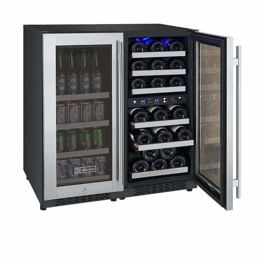 Allavino FlexCount Dual Zone Wine and Beverage Fridge 3Z-VSWB15-3SST Wine/Beverage Coolers Combo 3Z-VSWB15-3SST Luxury Appliances Direct