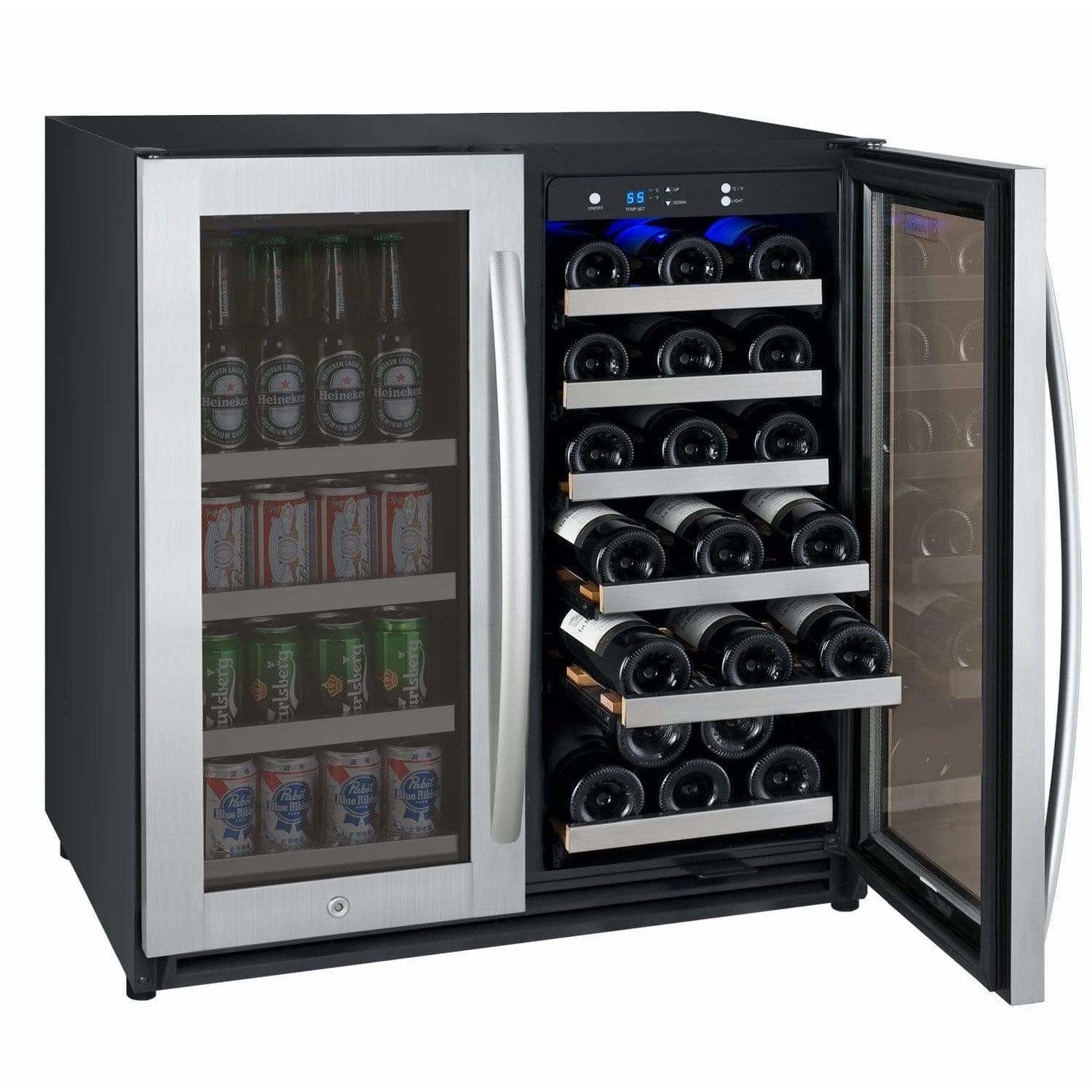 Allavino FlexCount Dual Zone Wine Fridge/Beverage Center VSWB30-2SSFN Wine/Beverage Coolers Combo VSWB30-2SSFN Luxury Appliances Direct
