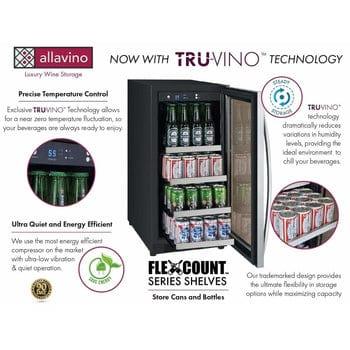 Allavino FlexCount II Tru-Vino 15" Wide Stainless Steel Right Hinge Beverage Fridge VSBC15-SR20 I Luxury Appliances Direct