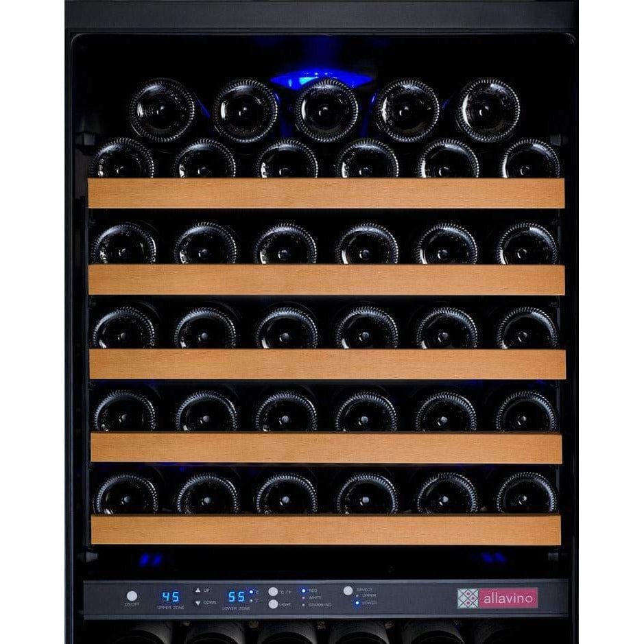 Allavino FlexCount II Tru-Vino 172 Bottle Dual Zone Black Left Hinge Wine Fridge VSWR172-2BL20 Wine Coolers VSWR172-2BL20 Luxury Appliances Direct