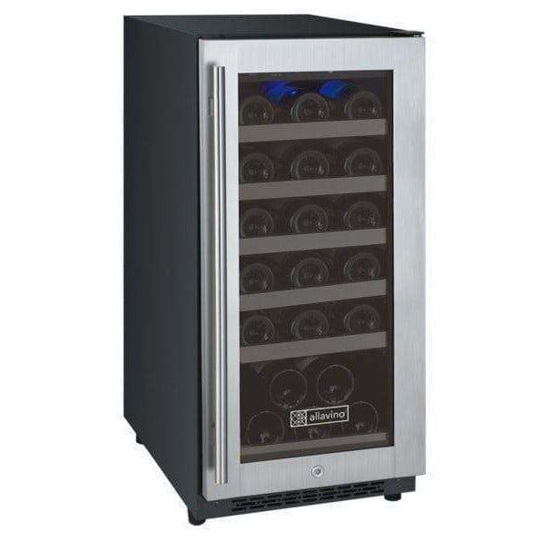 Allavino FlexCount II Tru-Vino 30 Bottle Single Zone Stainless Steel Right Hinge Wine Fridge I Luxury Appliances Direct