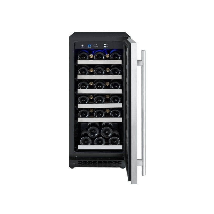 Allavino FlexCount II Tru-Vino 30 Bottle Single Zone Stainless Steel Right Hinge Wine Fridge I Luxury Appliances Direct