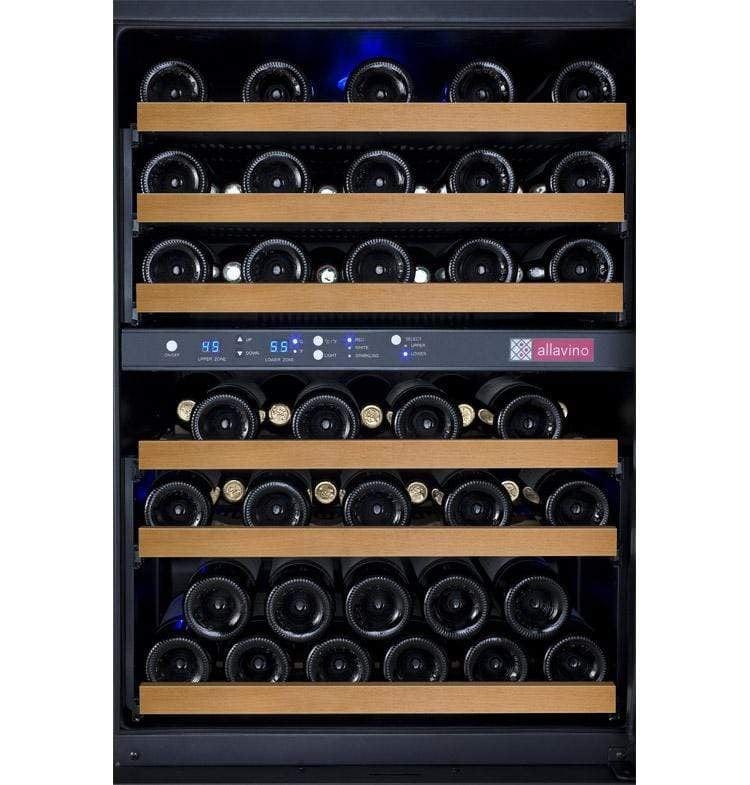 Allavino FlexCount II Tru-Vino 56 Bottle Dual Zone Black Left Hinge Wine Fridge VSWR56-2BL20 Wine Coolers VSWR56-2BL20 Luxury Appliances Direct