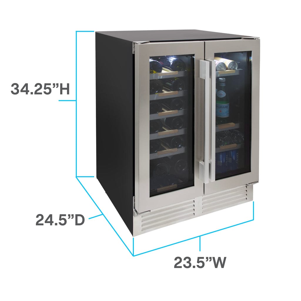 Avanti ELITE Series Side-by-Side Wine and Beverage Center WBE1956Z3S Wine/Beverage Coolers Combo WBE1956Z3S Luxury Appliances Direct