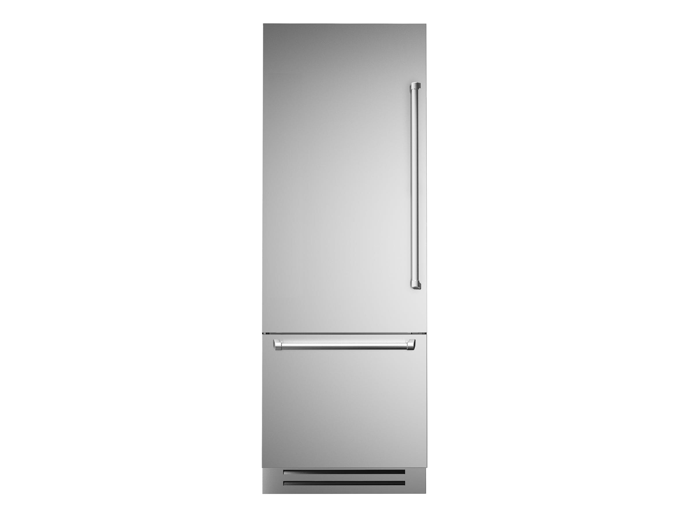 Bertazzoni 30" 15.5 Cu.Ft. Stainless Steel Built-In Bottom Mount Refrigerator With Ice Maker and Left Swing Door REF30BMBIXLT Luxury Appliances Direct