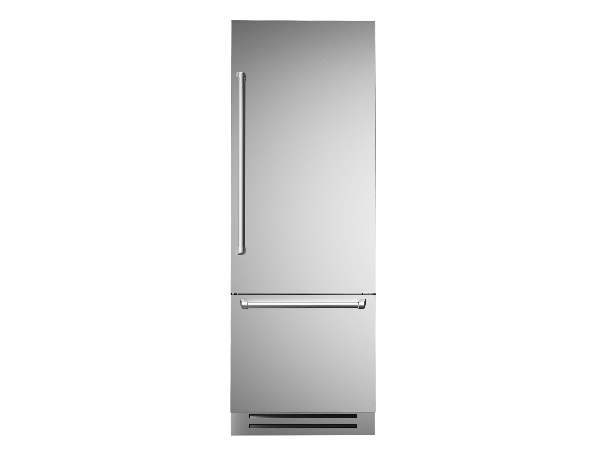 Bertazzoni 30" 15.5 Cu.Ft. Stainless Steel Built-In Bottom Mount Refrigerator With Ice Maker and Right Swing Door REF30BMBIXRT Luxury Appliances Direct