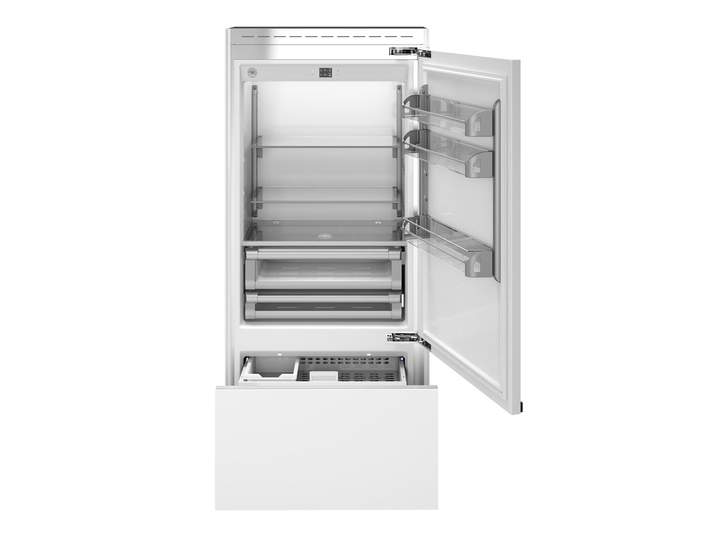 Bertazzoni 36" 19.6 Cu.Ft. Panel Ready Built-In Bottom Mount Refrigerator With Ice Maker and Right Swing Door REF36BMBIPRT Luxury Appliances Direct