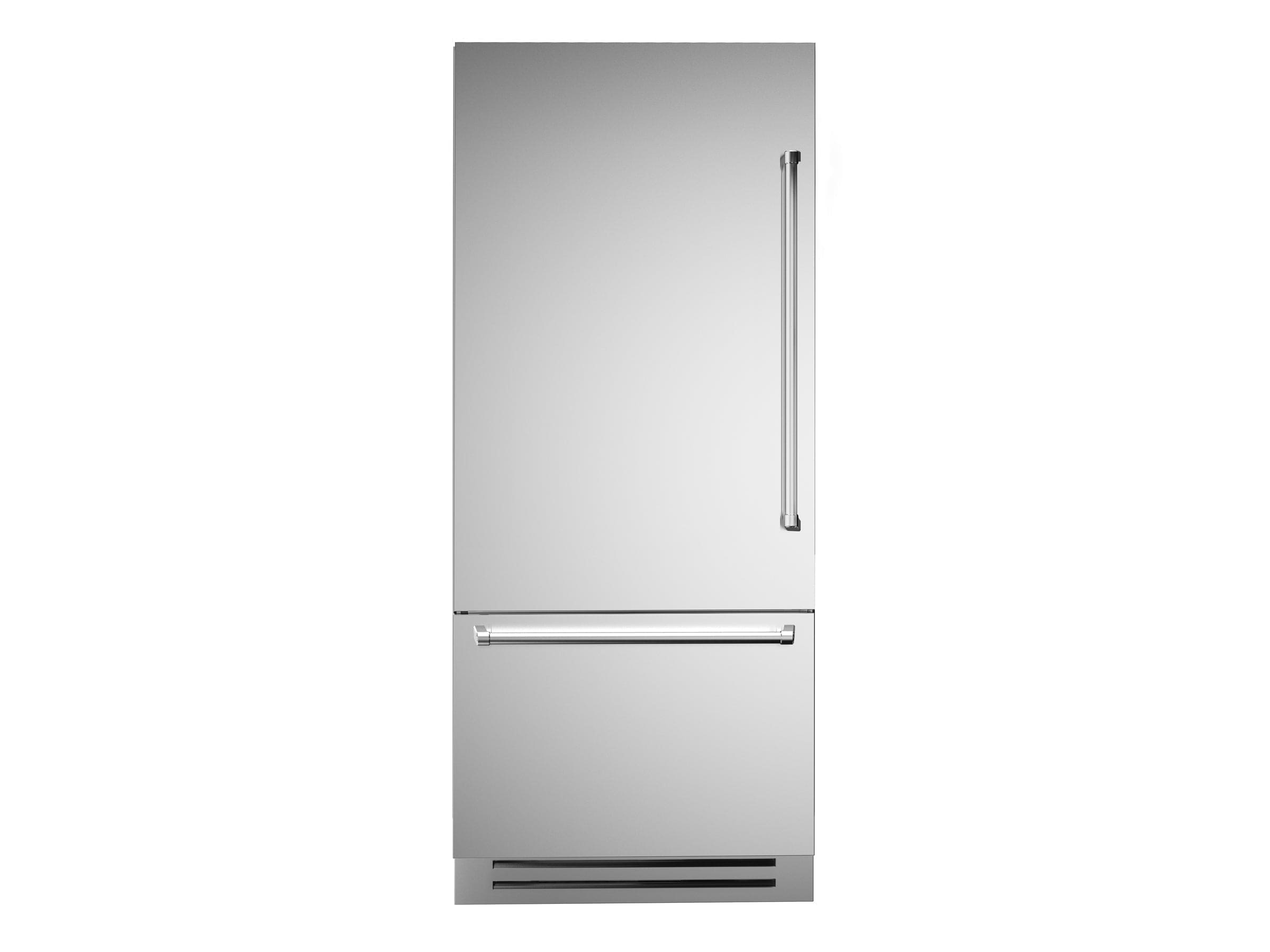 Bertazzoni 36" 19.6 Cu.Ft. Stainless Steel Built-In Bottom Mount Refrigerator With Ice Maker and Left Swing Door REF36BMBIXLT Luxury Appliances Direct