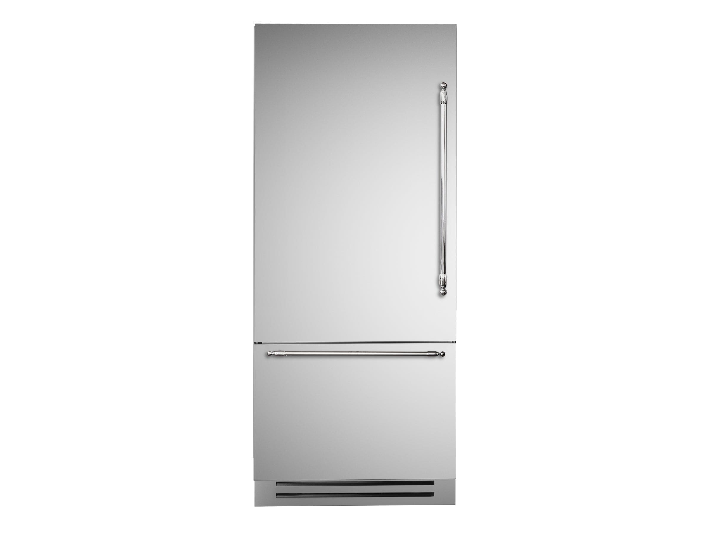 Bertazzoni 36" 19.6 Cu.Ft. Stainless Steel Built-In Bottom Mount Refrigerator With Ice Maker and Left Swing Door REF36BMBIXLT Luxury Appliances Direct