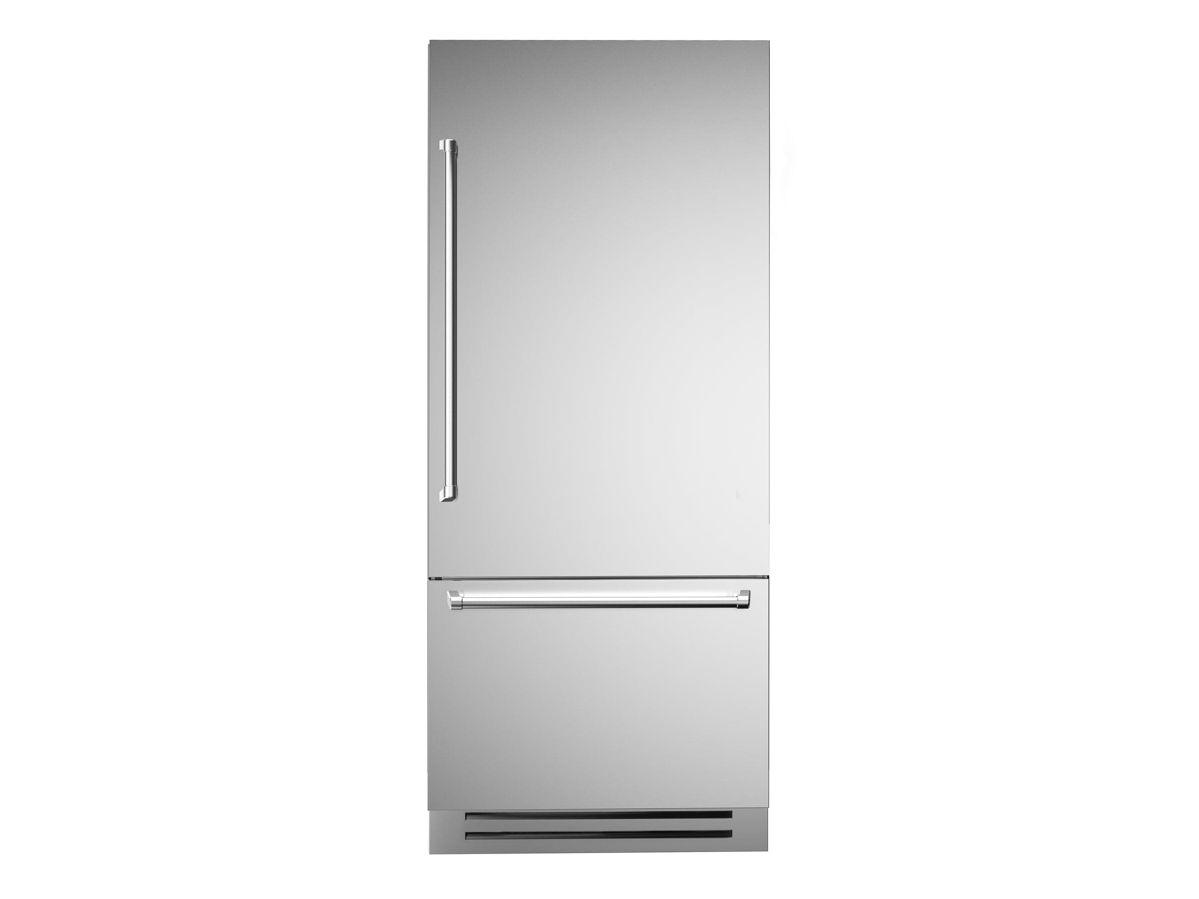Bertazzoni 36" 19.6 Cu.Ft. Stainless Steel Built-In Bottom Mount Refrigerator With Ice Maker and Right Swing Door REF36BMBIXRT Luxury Appliances Direct