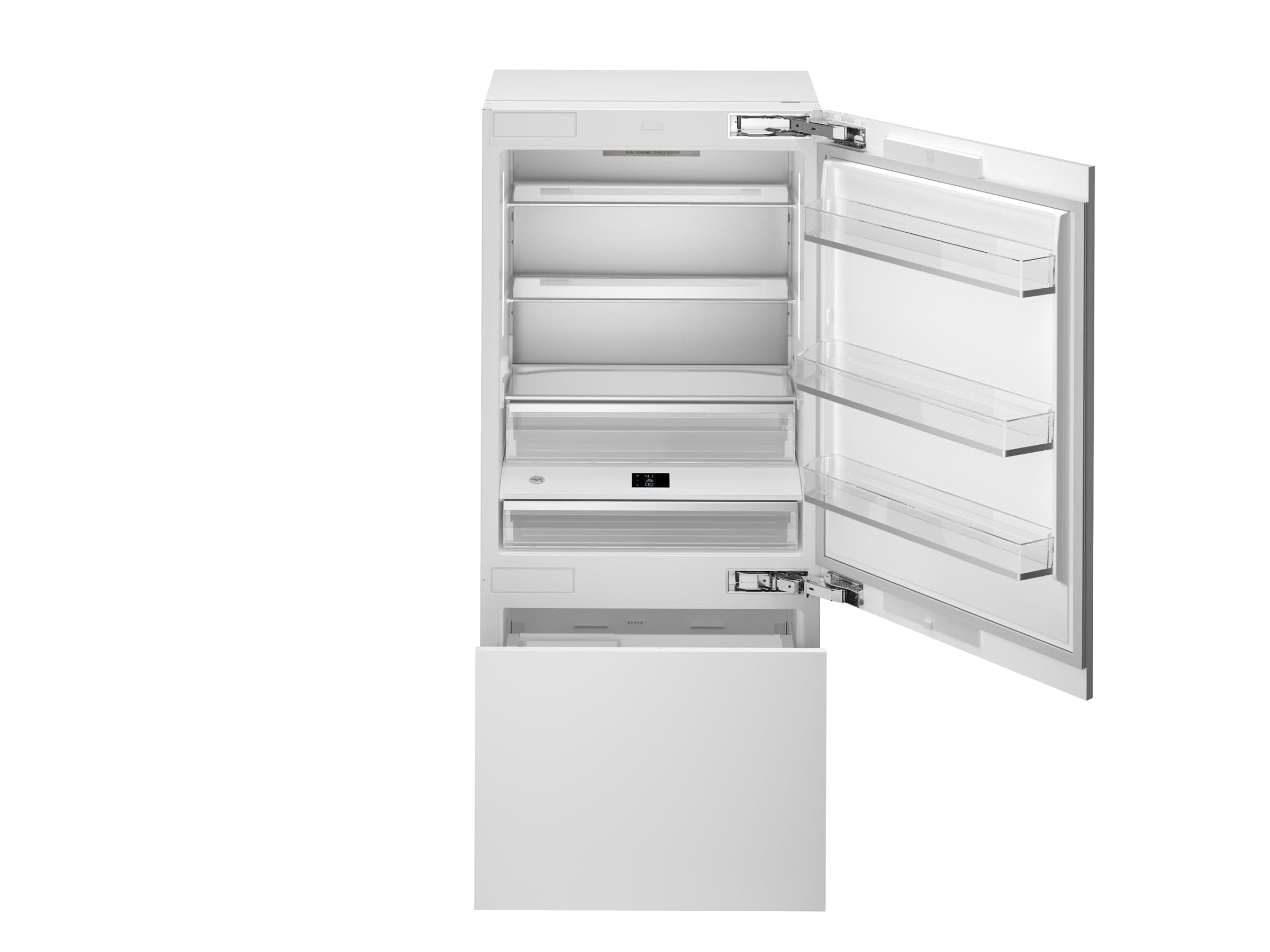 Bertazzoni 36" 19.8 Cu.Ft. Panel Ready Built-In Bottom Mount Refrigerator With Ice Maker, Internal Water Dispenser and Reversible Door REF36BMBZPNV Luxury Appliances Direct