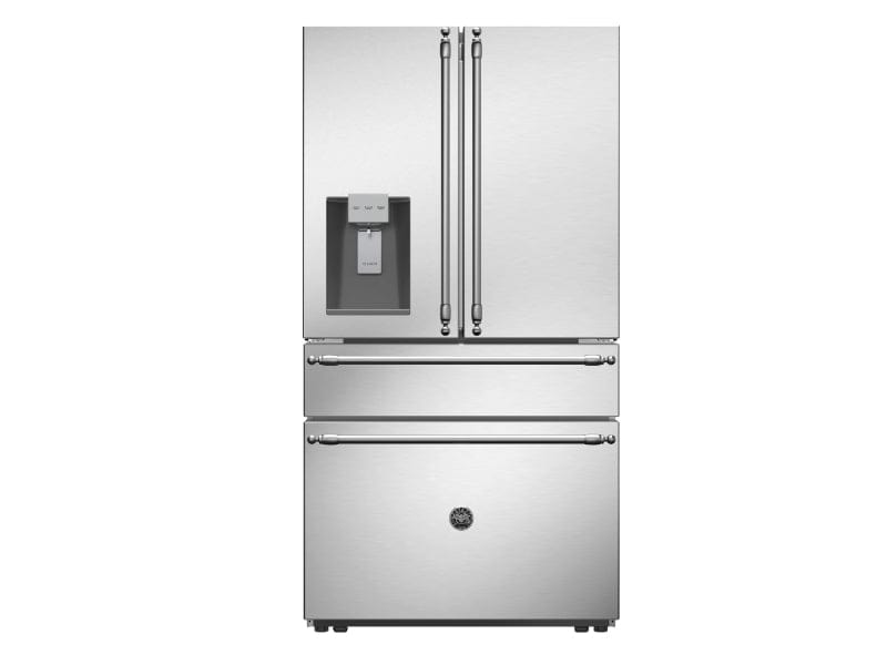 Bertazzoni 36" 21.6 Cu.Ft. Stainless Steel Freestanding French Door Refrigerator With Automatic Ice Maker and Water Dispenser REF36FDFZXNT Luxury Appliances Direct