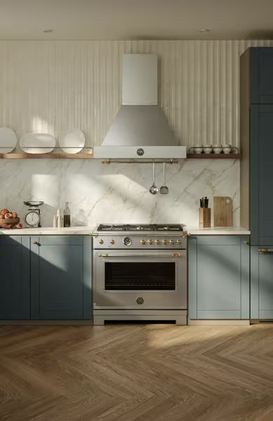 Bertazzoni Heritage Series 36 inch Dual Fuel 6 Brass Burner Ranges