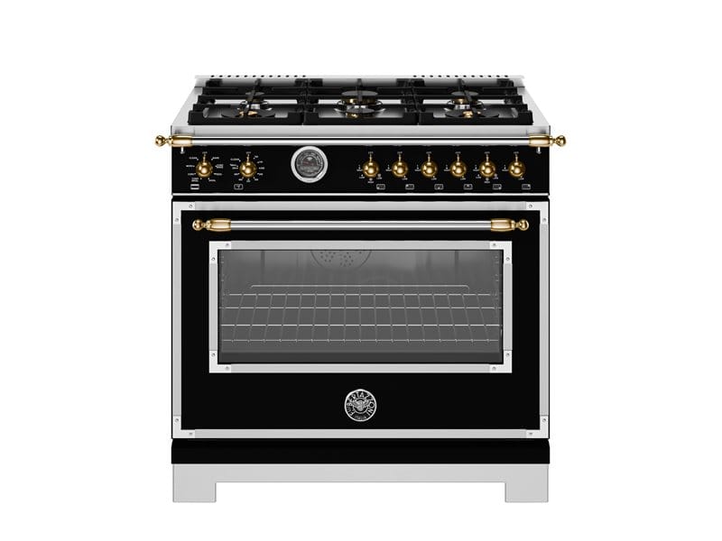 Bertazzoni Heritage Series 36 inch Dual Fuel 6 Brass Burner Ranges