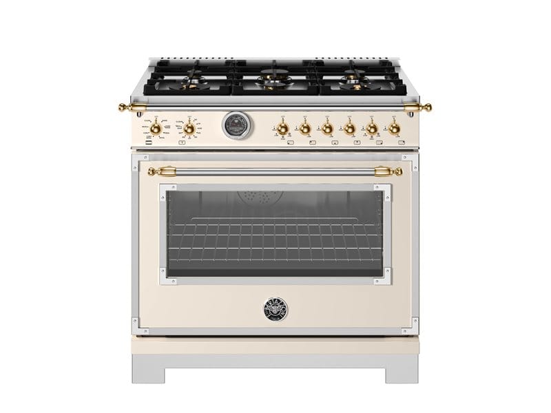 Bertazzoni Heritage Series 36 inch Dual Fuel 6 Brass Burner Ranges