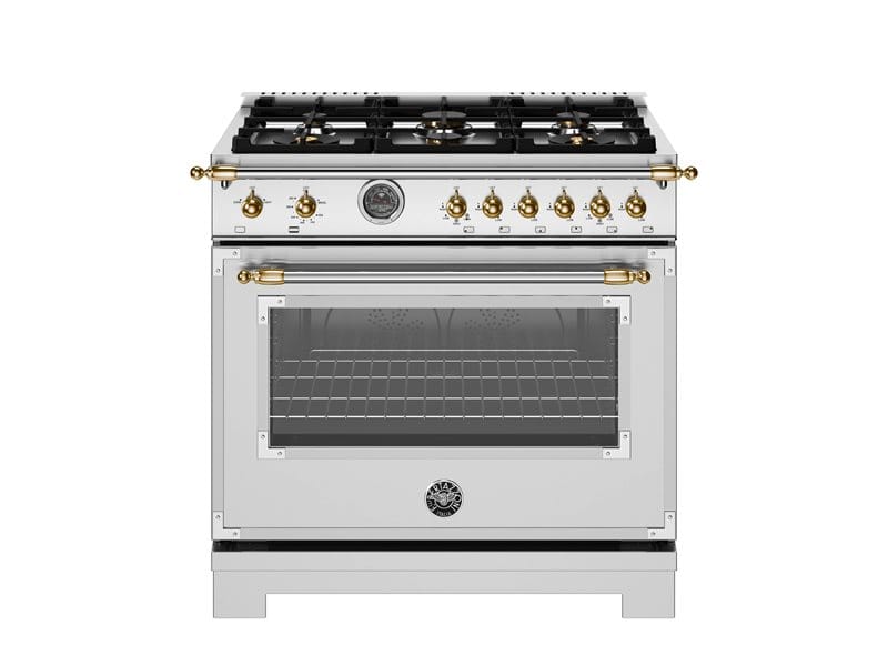 Bertazzoni Heritage Series 36 inch Gold Accent 6 Brass Burners Gas Ranges