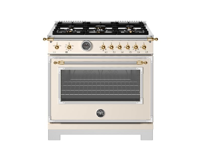 Bertazzoni Heritage Series 36 inch Gold Accent 6 Brass Burners Gas Ranges
