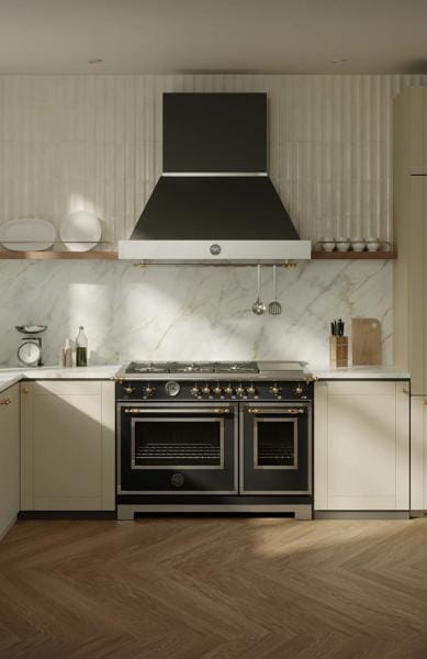 Bertazzoni Heritage Series 48 inch Gold Accent 6 Brass Burners Gas Ranges