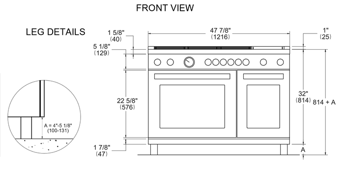 Bertazzoni Heritage Series 48 inch Gold Accent 6 Brass Burners Gas Ranges