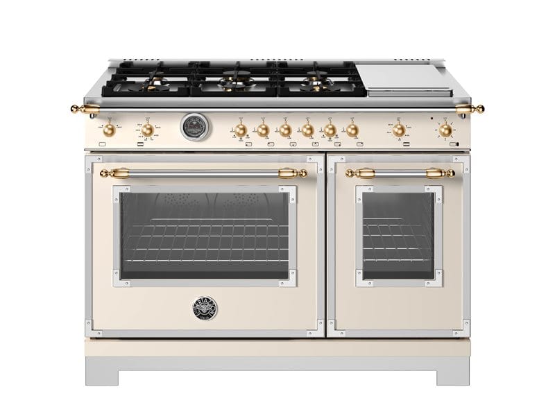 Bertazzoni Heritage Series 48 inch Gold Accent 6 Brass Burners Gas Ranges