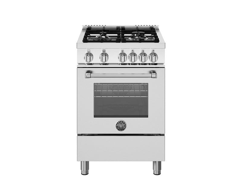 Bertazzoni Master Series 24" 4 Aluminum Burners Stainless Steel Freestanding All Gas Range With 2.5 Cu.Ft. Oven MAS244GASXV Luxury Appliances Direct
