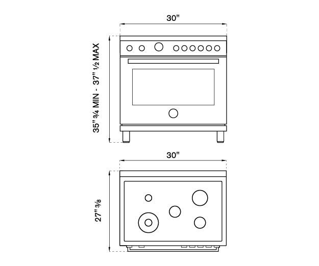 Bertazzoni Master Series 30" 5 Aluminum Burners Stainless Steel Freestanding Dual Fuel Range With 4.7 Cu.Ft. Electric Oven MAST305DFMXE Luxury Appliances Direct