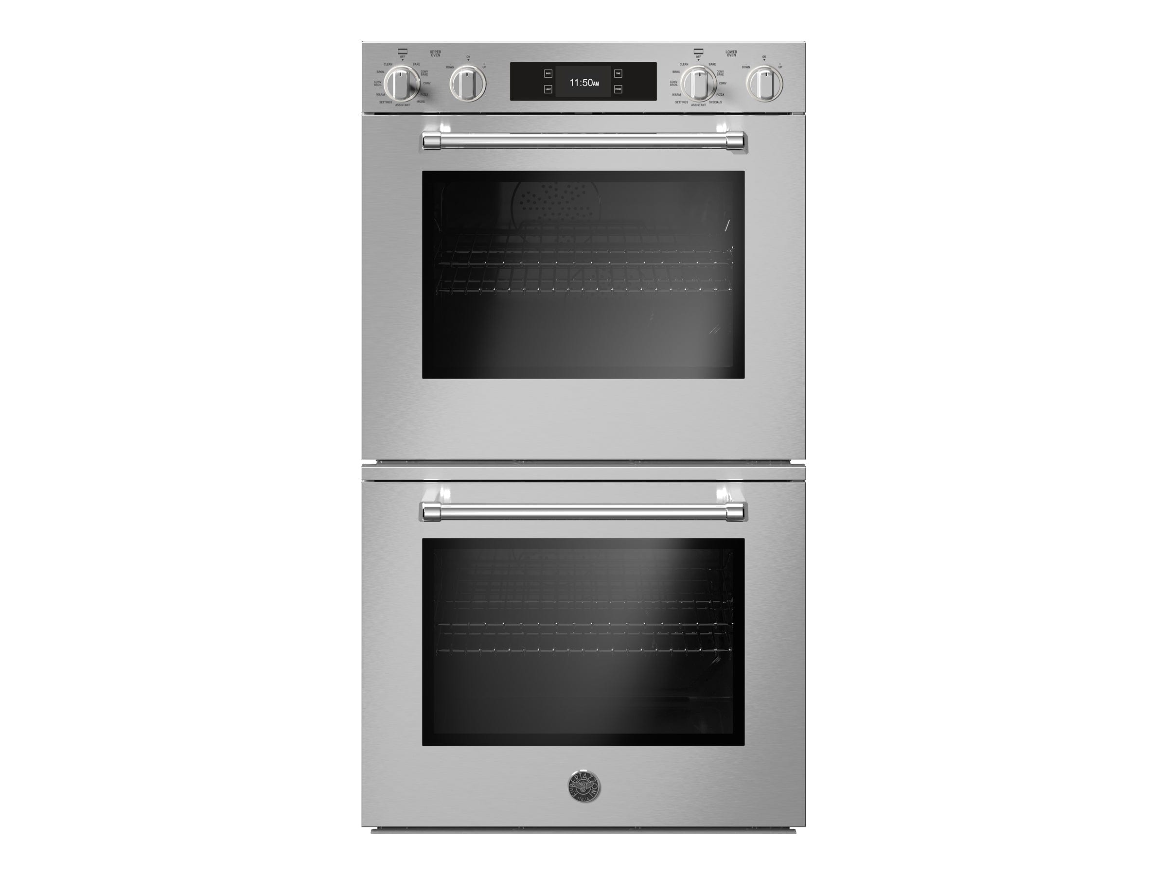 Bertazzoni Master Series 30" 8.2 Cu.Ft. Double Stainless Steel Self-Clean Convection Electric Wall Oven With Bertazzoni Assistant MAST30FDEXT Luxury Appliances Direct