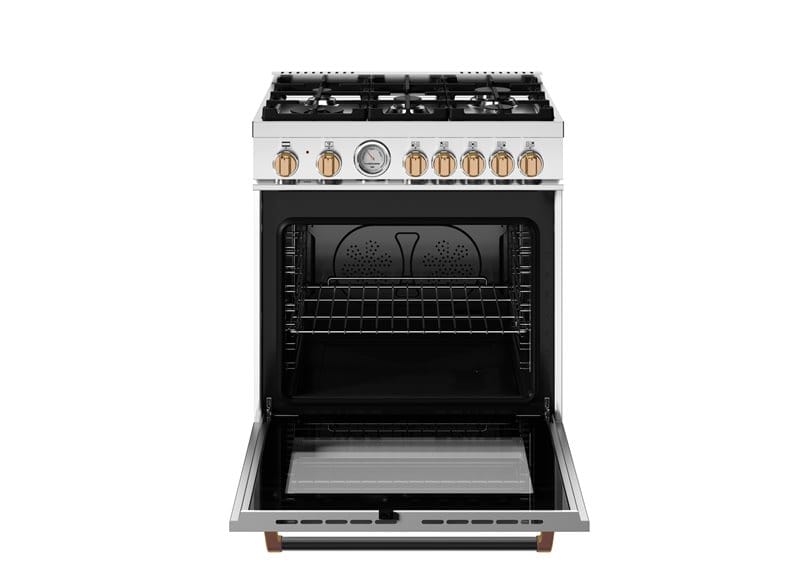 Bertazzoni Master Series 30 inch Dual Fuel Gold Accent 5 Burner Electric Oven