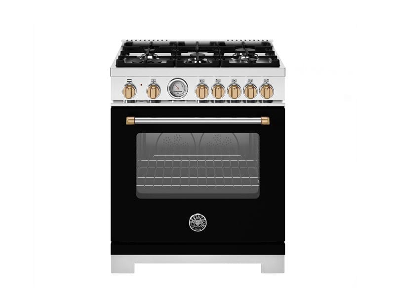 Bertazzoni Master Series 30 inch Dual Fuel Gold Accent 5 Burner Electric Oven