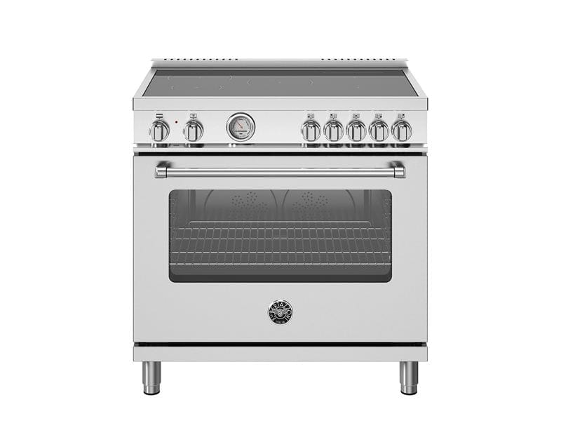 Bertazzoni Master Series 36" 5 igh-Power Heating Zones Stainless Steel Freestanding Induction Range With 5.9 Cu.Ft. Electric Oven MAS365INMXV Luxury Appliances Direct