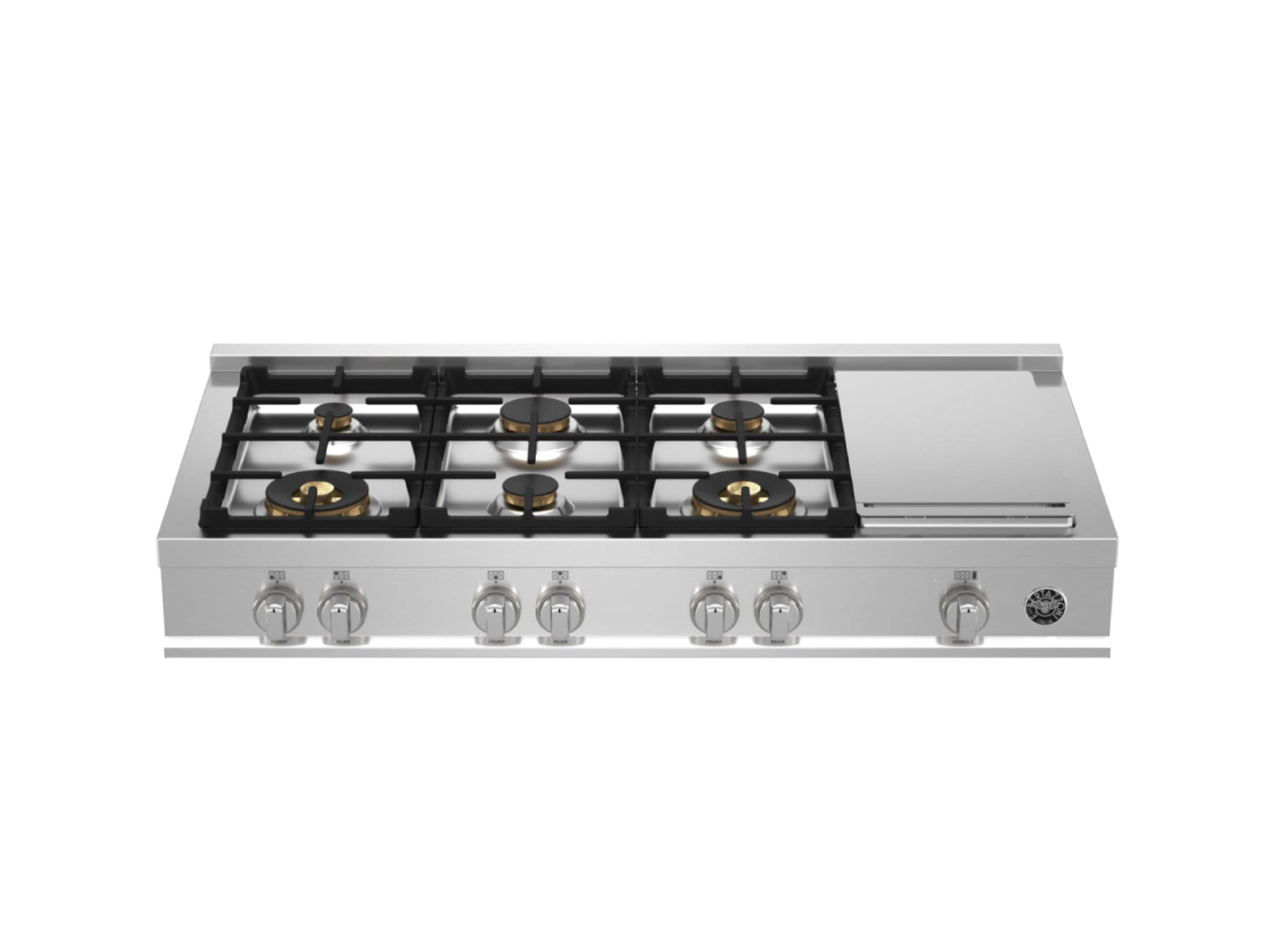 Bertazzoni Master Series 48" 6 Brass Burners Stainless Steel Gas Rangetop With Electric Griddle MAST486GRTBXT Luxury Appliances Direct