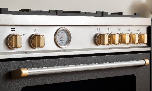 Bertazzoni Master Series White 30-Inch All Gas Ranges with Gold Accents