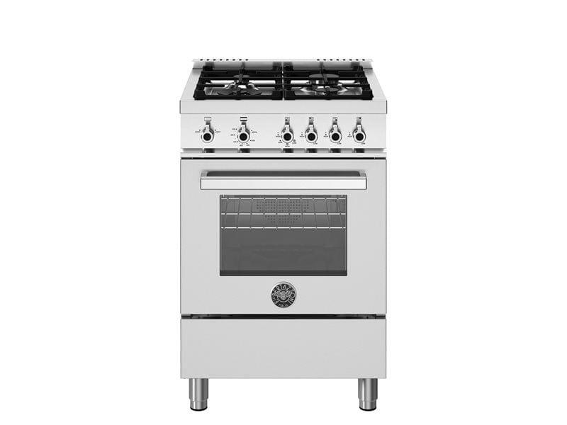 Bertazzoni Professional Series 24" 4 Aluminum Burners Stainless Steel Freestanding All Gas Range With 2.5 Cu.Ft. Oven PRO244GASXV Luxury Appliances Direct