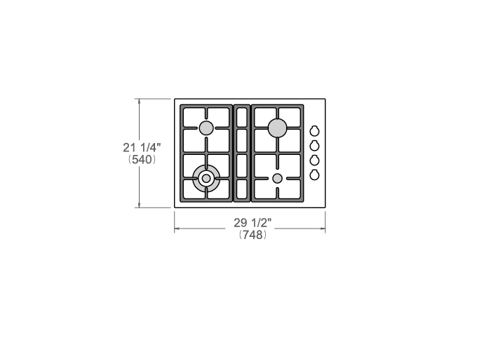 Bertazzoni Professional Series 30" 4 Brass Burners Stainless Steel Drop-in Gas Cooktop PROF304QBXT Luxury Appliances Direct