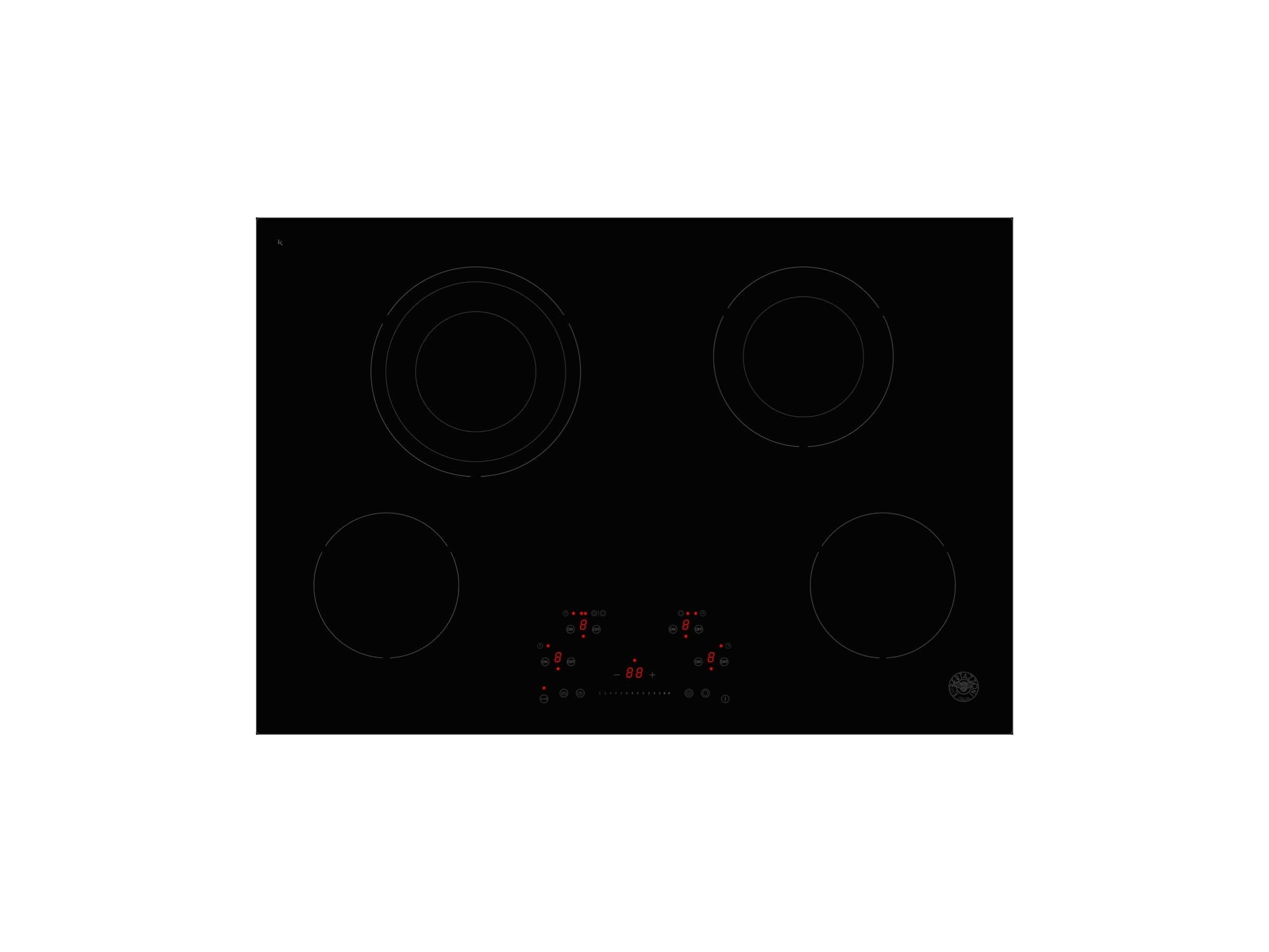Bertazzoni Professional Series 30" 4 Heating Zones Nero Touch Control Electric Cooktop PE304CER Luxury Appliances Direct