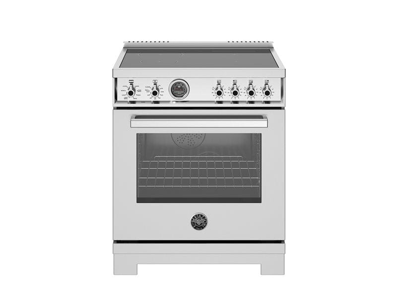 Bertazzoni Professional Series 30" 4 Heating Zones Stainless Steel Freestanding Induction Range With 4.6 Cu.Ft. Self-Clean Oven PRO304IFEPXT Luxury Appliances Direct