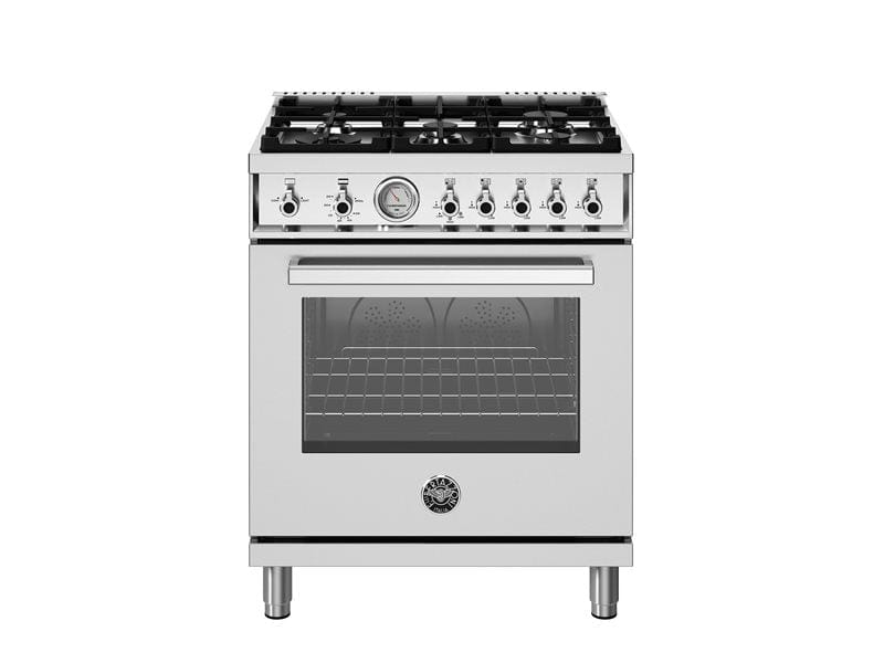 Bertazzoni Professional Series 30" 5 Aluminum Burners Stainless Steel Freestanding All Gas Range With 4.7 Cu.Ft. Oven PRO305GASXV Luxury Appliances Direct