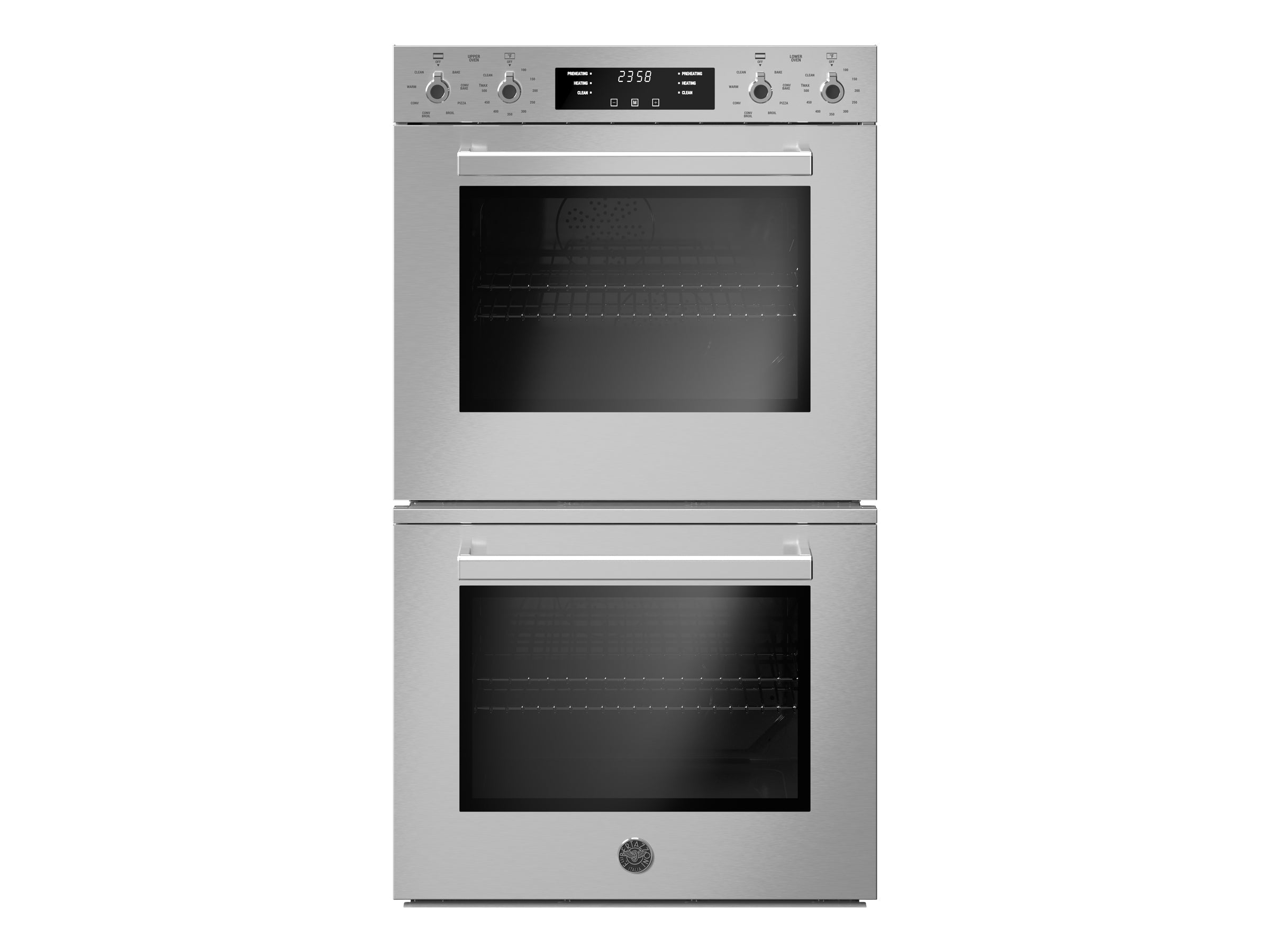 Bertazzoni Professional Series 30" 8.2 Cu.Ft. Double Stainless Steel Self-Clean Convection Electric Wall Oven PROF30FDEXV Luxury Appliances Direct