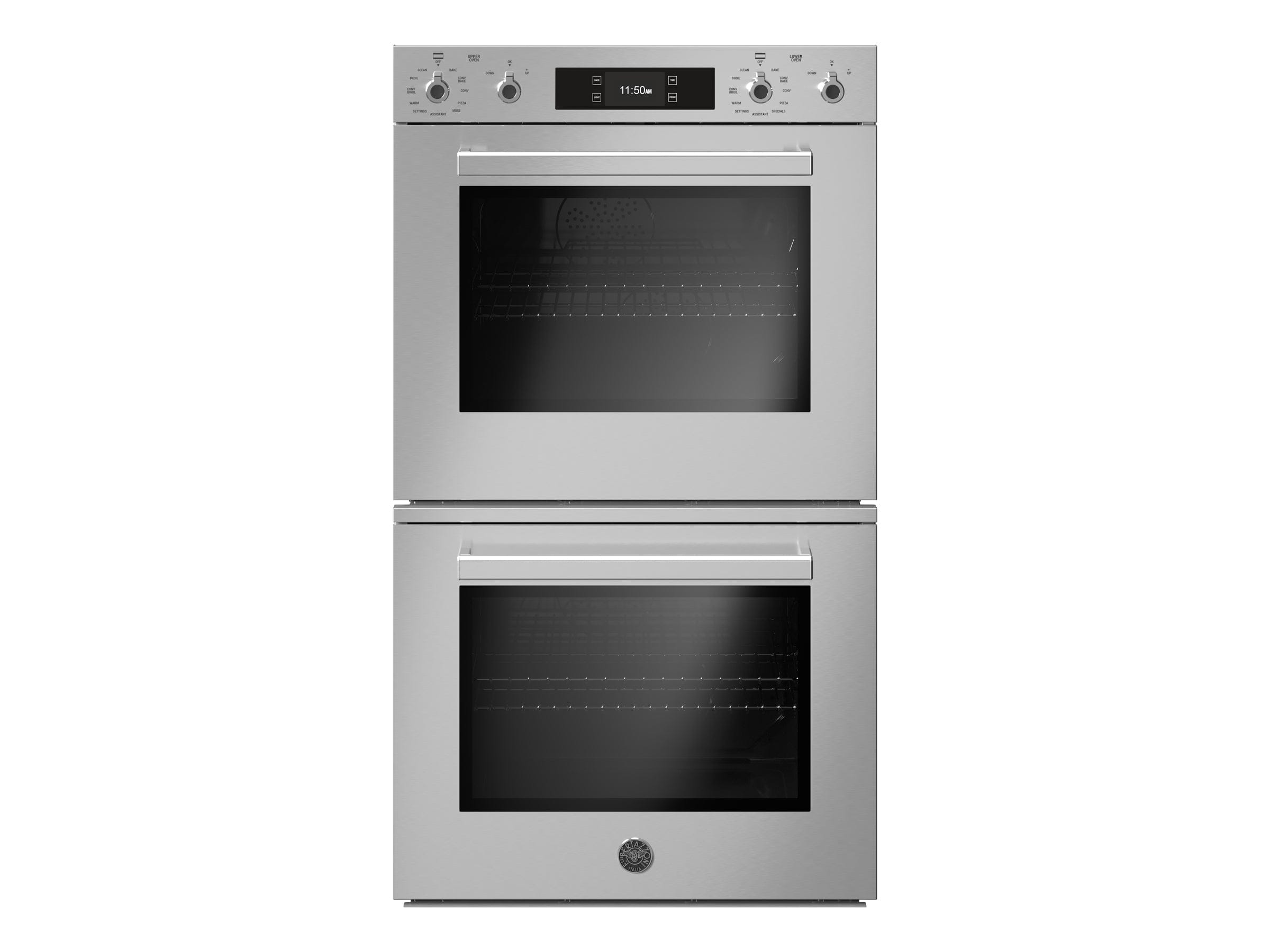Bertazzoni Professional Series 30" 8.2 Cu.Ft. Double Stainless Steel Self-Clean Convection Electric Wall Oven With Bertazzoni Assistant PROF30FDEXT Luxury Appliances Direct