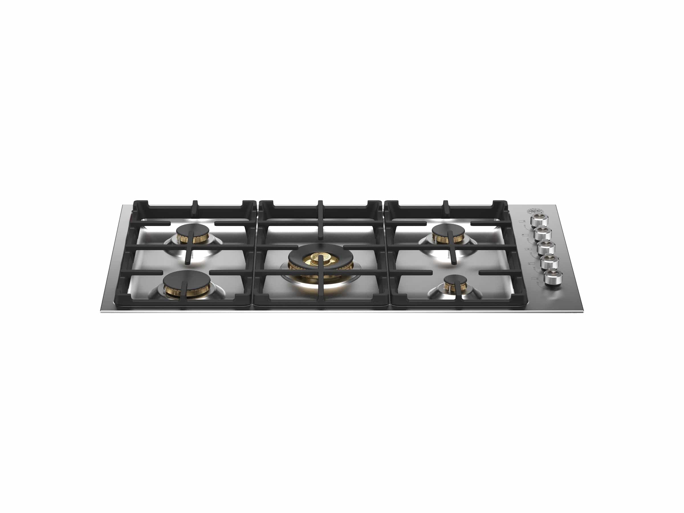 Bertazzoni Professional Series 36" 5 Brass Burners Stainless Steel Drop-in Gas Cooktop PROF365QBXT Luxury Appliances Direct