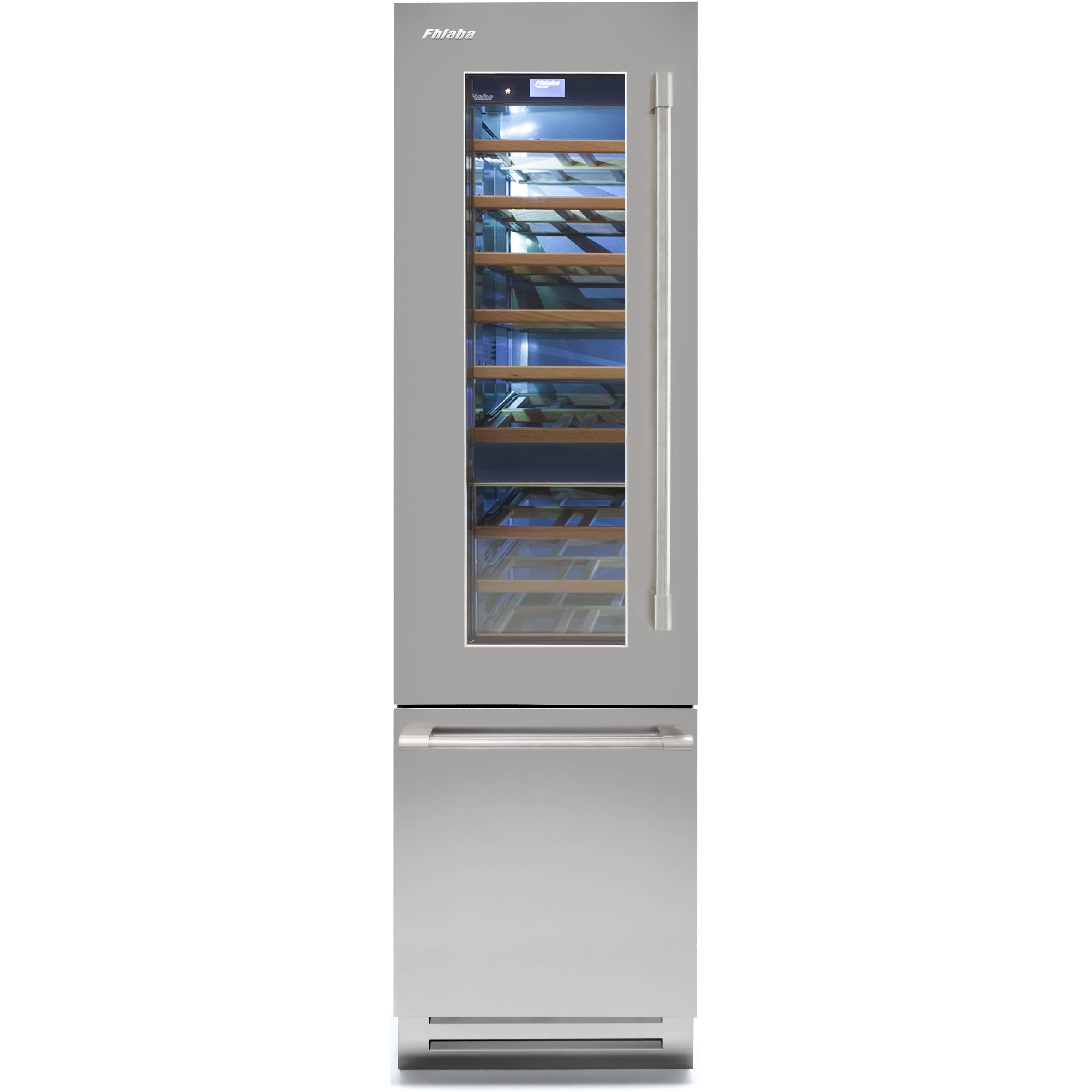 Fhiaba 24-inch Built-in Wine Cellar and Freezer Refrigerator with Smart Touch TFT Display FK24BWR-LGS1 Refrigerators FK24BWRLGS1 Luxury Appliances Direct