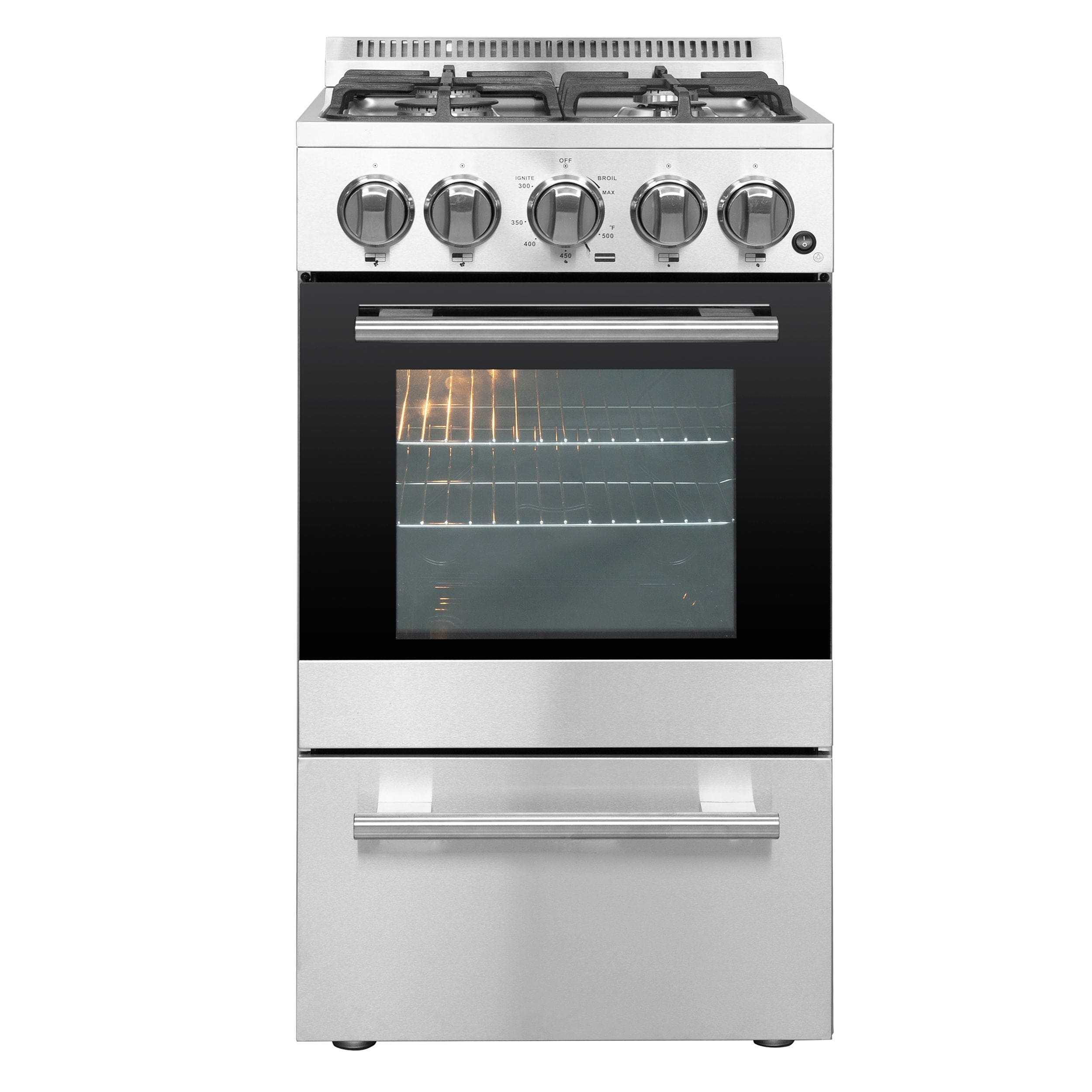 Forno 20" Freestanding Gas Range With 4 Sealed Burners in Stainless Steel, FFSGS6265-20 Range FFSGS6265-20 Luxury Appliances Direct