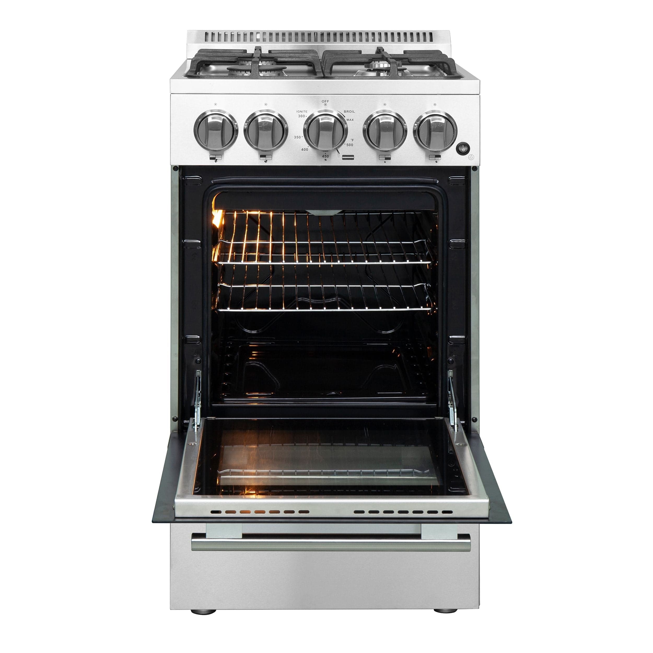 Forno 20" Freestanding Gas Range With 4 Sealed Burners in Stainless Steel, FFSGS6265-20 Range FFSGS6265-20 Luxury Appliances Direct