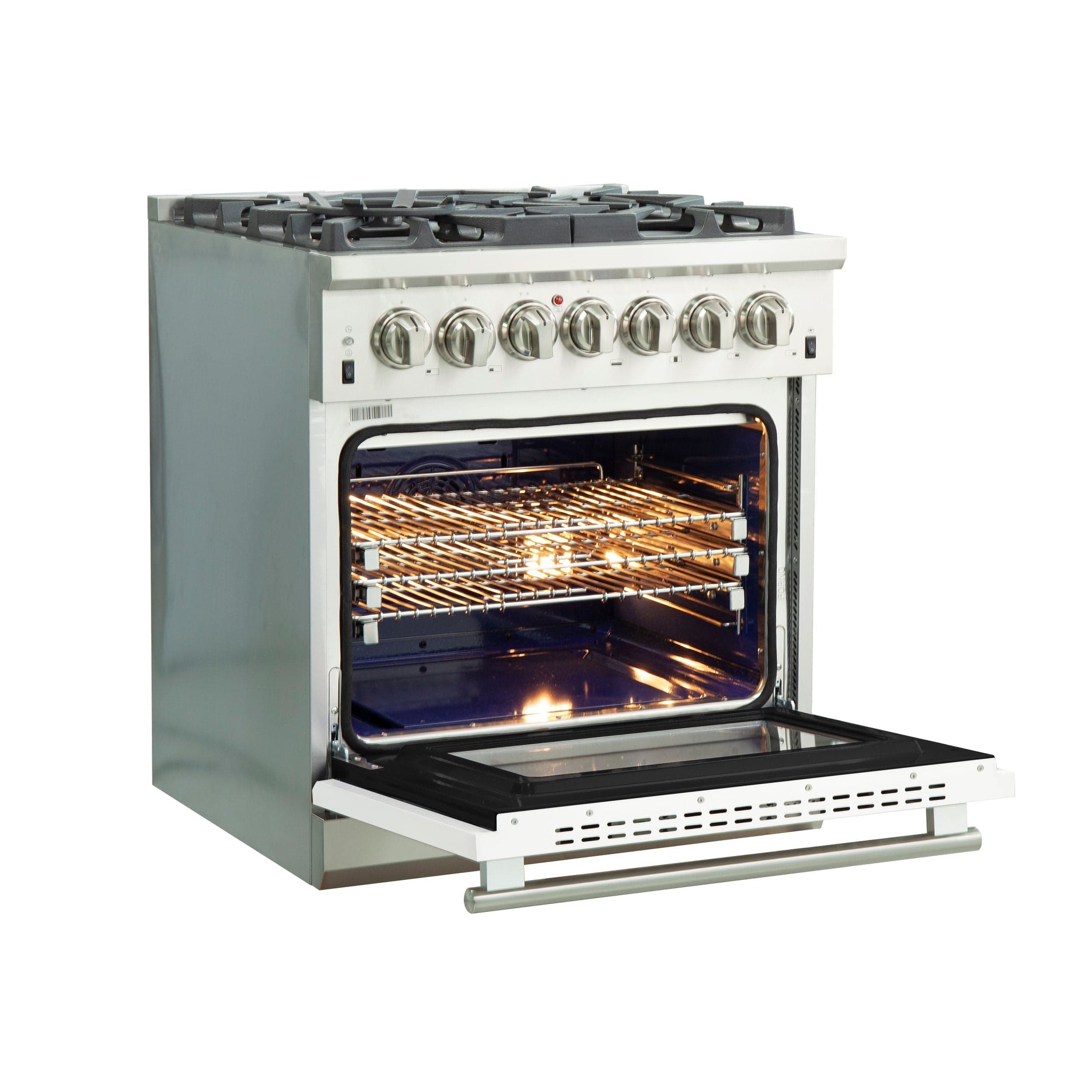 Forno Capriasca 30 Inch Professional Freestanding Dual Fuel Range in White, FFSGS6187-30WHT I Luxury Appliances Direct