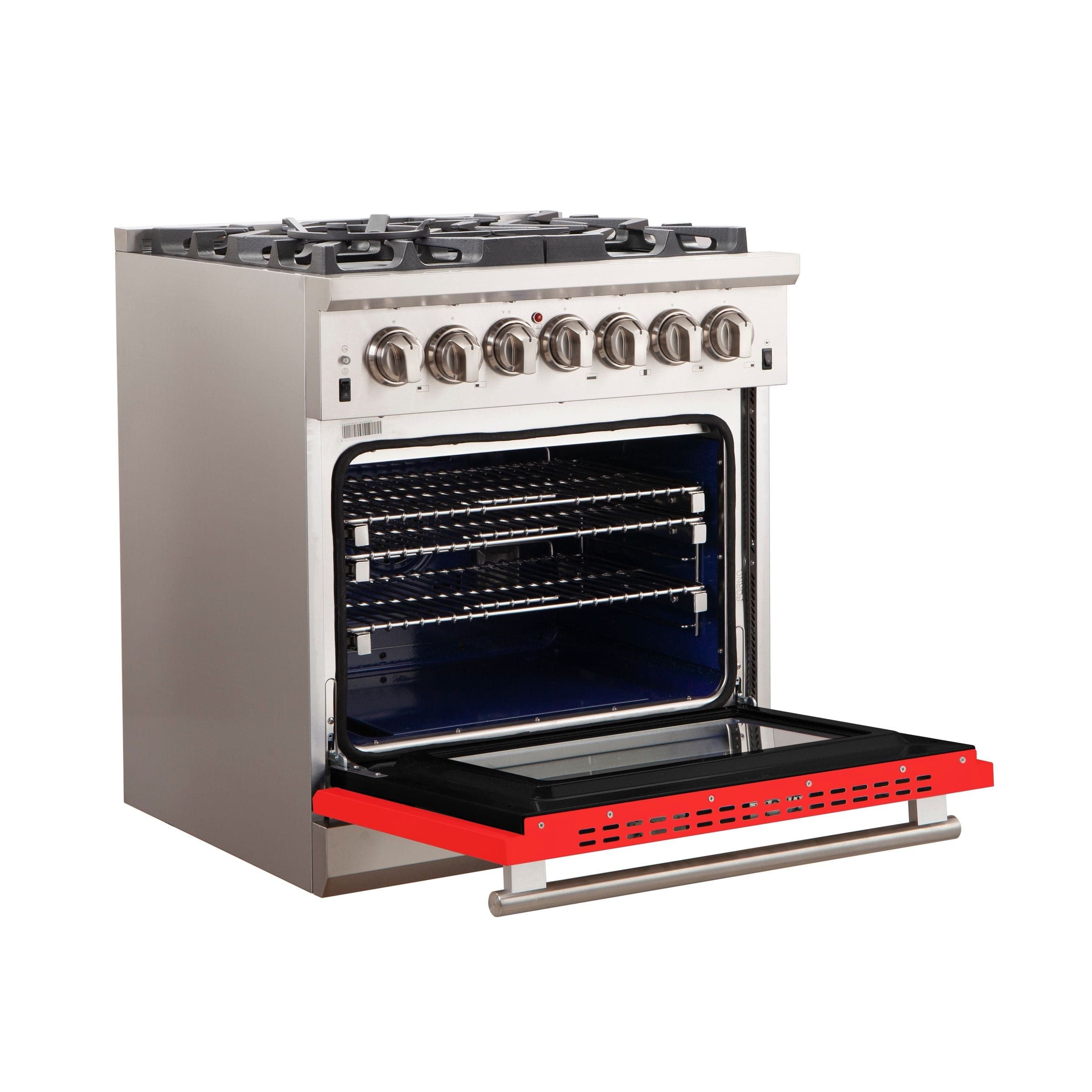 Forno 30 Inch Professional Freestanding Gas Range in Red, FFSGS6260-30RED Range FFSGS6260-30RED Luxury Appliances Direct