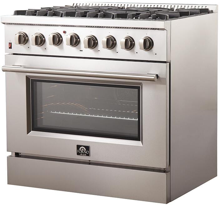 Forno 36" Galiano Gas Burner / Electric Oven in Stainless Steel 6 Italian Burners, FFSGS6156-36 I Luxury Appliances Direct