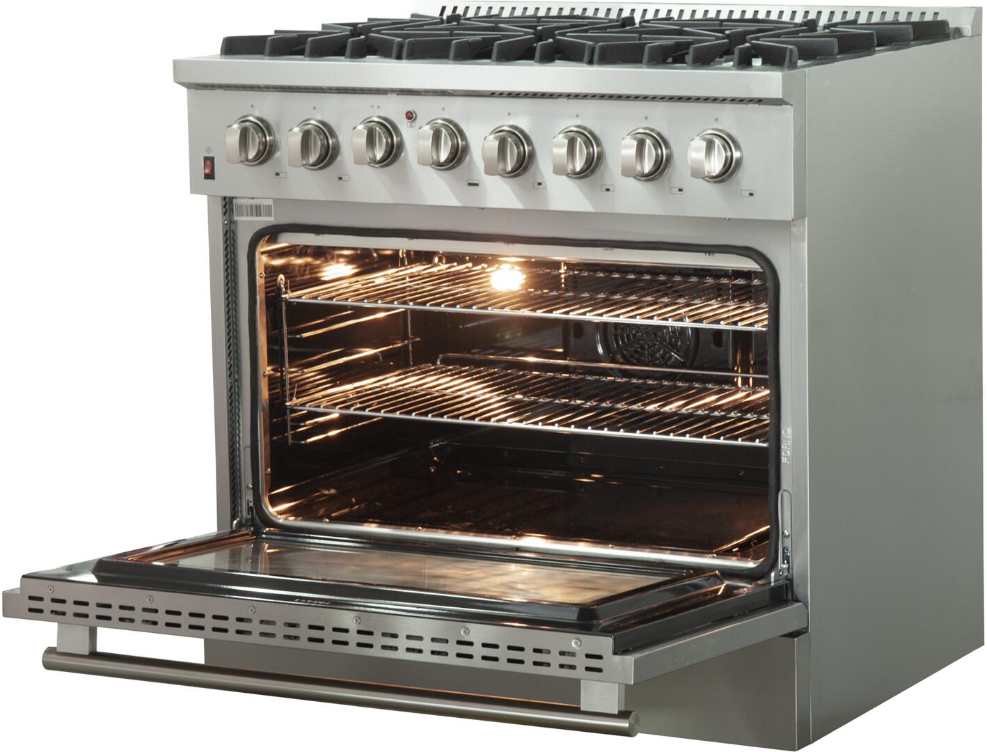 Forno 36" Galiano Gas Burner / Electric Oven in Stainless Steel 6 Italian Burners, FFSGS6156-36 I Luxury Appliances Direct