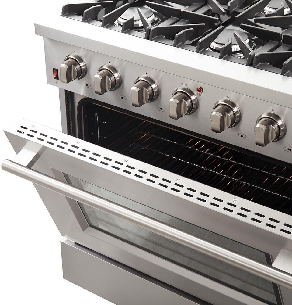 Forno 36″ Galiano Gas Range with 6 Italian Burners in Stainless Steel, FFSGS6244-36 Ranges FFSGS6244-36 Luxury Appliances Direct