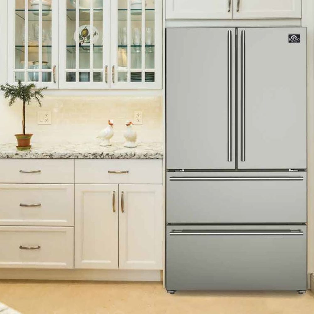 Forno 36 in. 19 cu.ft. French Door Refrigerator in Stainless Steel, FFRBI1820-36SB Refrigerator FFRBI1820-36SB Luxury Appliances Direct